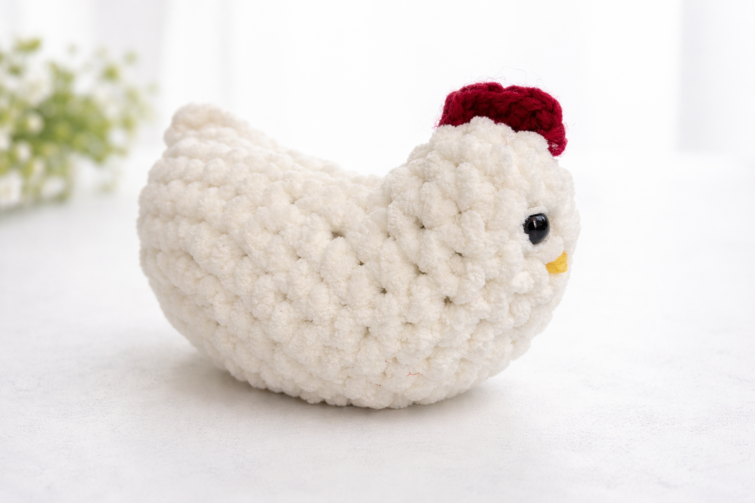 Hand Knitted Leghorn Chicken Plushy